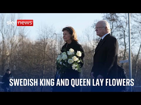 Sweden's King and Queen visit site of mass shooting