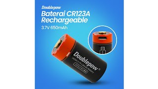 Pratinjau video produk Doublepow Baterai Cas Li-Ion CR123A Rechargeable 3.7V 650mAh 1 PCS - DP-16340