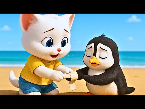 Cute Kitten Rescues Penguin at the Beach 🥰😱