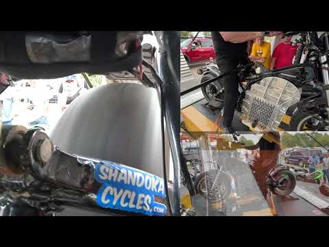 Custom Electric Motorcycle Dyno test at Daytona Bike Week 2024 - engineered & built by Shandoka