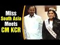 V6 : Miss South Asia Guduru Prathyusha alias Trisha meets TS  CM KCR