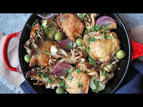 Crispy Chicken with Mushrooms and Garlic