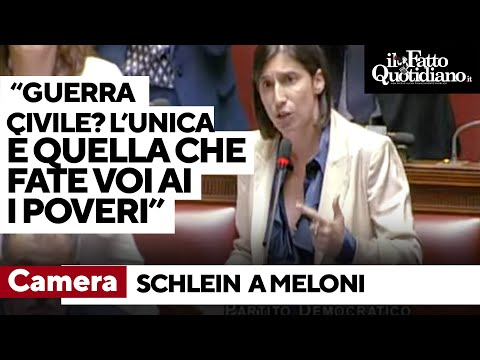 Schlein a Meloni: "Lei parla di guerra civile, ma l'unica guerra è quella che fate voi ai poveri"