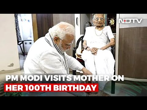 PM Narendra Modi visits mother on her 100th birthday