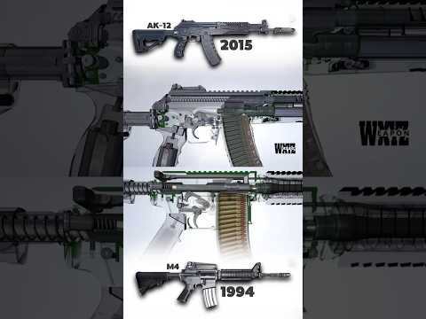 Russia x America: How AK-12 VS M4 guns work Slow-Motion