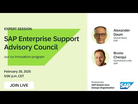 LIVE SESSION – SAP Enterprise Support Advisory Council