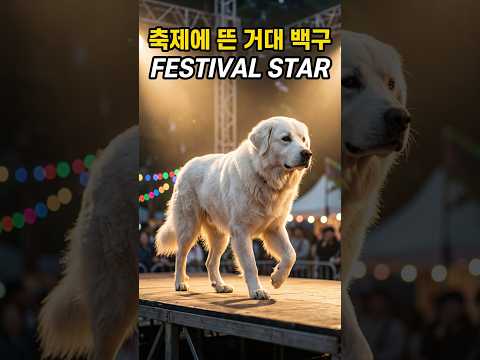 덩치가 크고 듬직한 흰 개를  소리문화축제 무대로 데리고 온  아저씨. A  large, sturdy white dog  at the Jeonju Sori Festival.#백구
