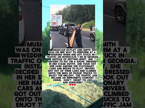 Right In Her Stage Outfit, The Musician Took Out Her Harp From Among The Cars And Began To Play