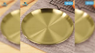 Pratinjau video produk One Two Cups Piring Makan Stainless Steel Elegan Plate European Style 26cm - SN16