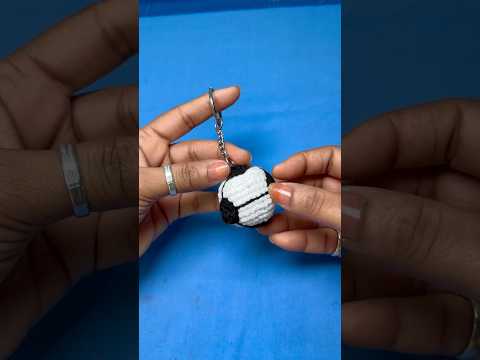 Handmade crochet football design keychain