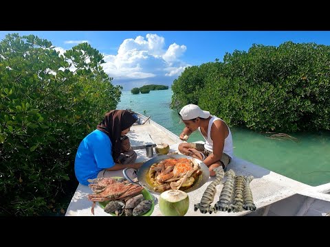 2 hari berkemah diperahu berburu dan masak seafood mewah