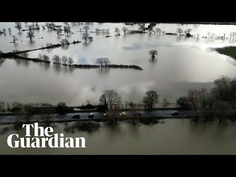 Drone footage shows Pulborough village submerged in water following Storm Henk –  video