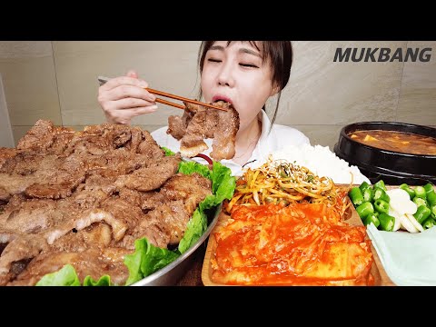 SUB) 촉촉쓰 야들야들한 양념목살 1.8kg ( ft.된장찌개 & 소주 ) 먹방 Seasoned pork ribs Kimchi Soju REAL SOUND ASMR MUKBANG