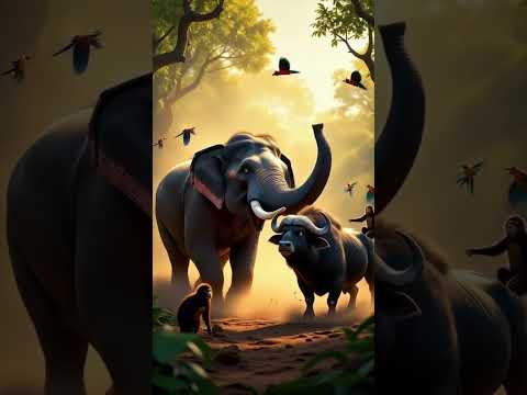 Elephant vs Buffalo Fight 🐘🐃 | Epic Jungle Clash #shorts #ai #aishorts #cartoon
