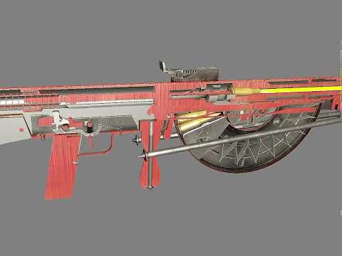 Slow-Motion: Movement in a Chauchat Machine Gun (WW1 Long-Recoil Mechanism)