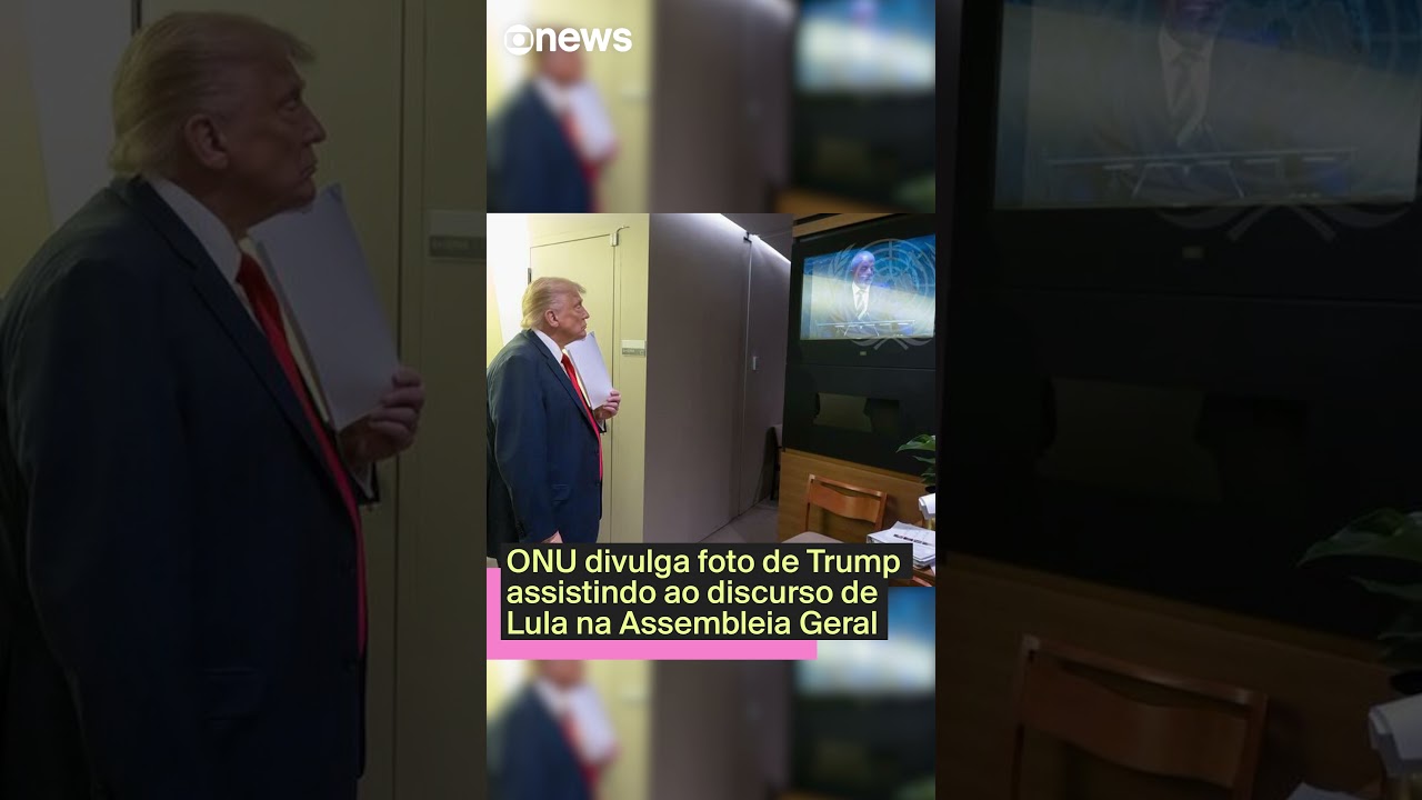 ONU divulga foto de Trump assistindo ao discurso de Lula na Assembleia Geral
