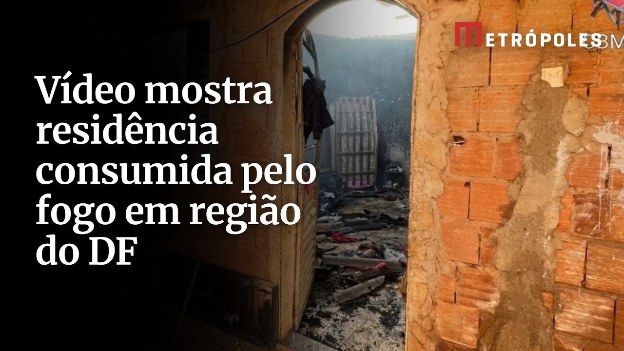 Vídeo mostra residência consumida pelo fogo em região do DF