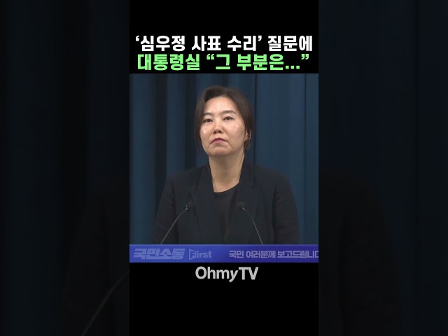 대통령실, 채널A 기자가 '심우정 사표 수리' 묻자 "그 부분은…" #Shorts