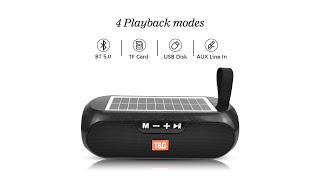 Pratinjau video produk T&G Speaker Portable Bluetooth 5.0 Solar Charging TWS 1200mAh - TG182