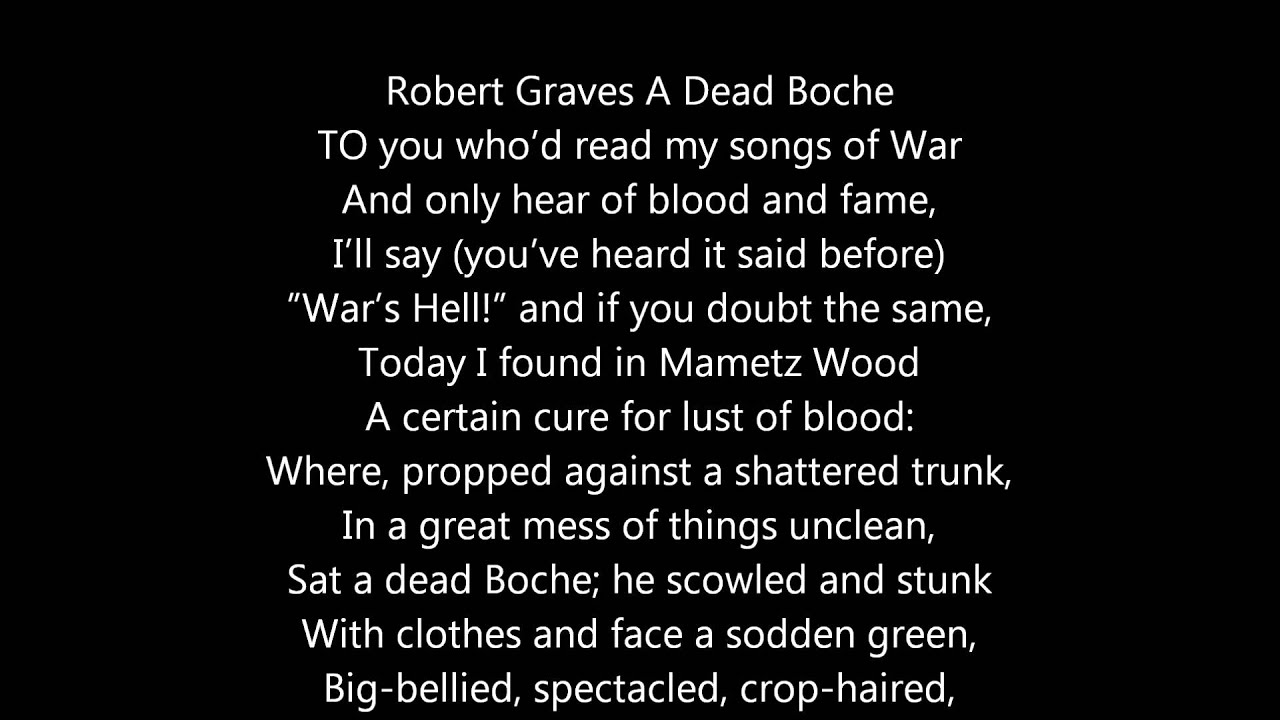 A Dead Boche by Robert Graves, a Poem - YouTube