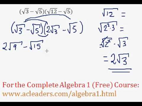 (Algebra 1) Radicals - Multiply Square Roots (FOIL) #7 - Quick ...