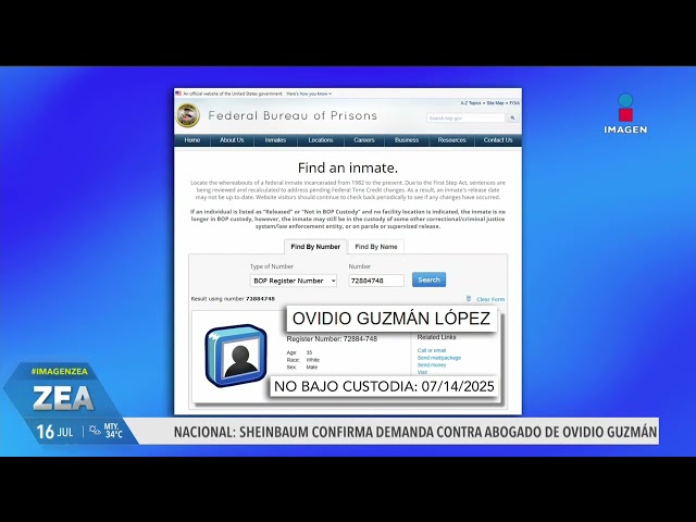 Ovidio Guzmán abandona prisión de Chicago; permanece bajo custodia en una ubicación no revelada
