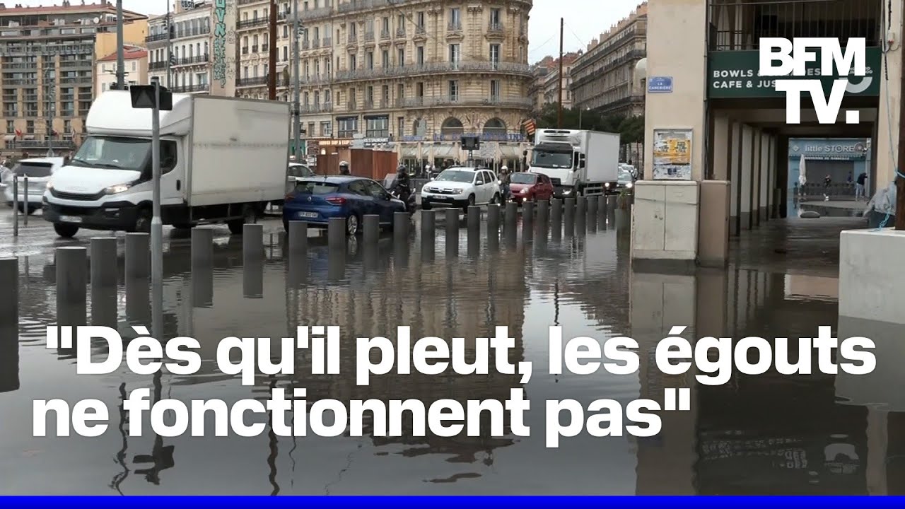 Les images de Marseille en partie inondée après de fortes pluies cette nuit