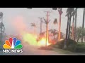 Apparent Downed Power Line Catches Fire After Hurricane Ians Eyewall Makes Landfall In Florida