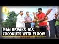 Man Breaks 108 Coconuts With Elbow to Pay Tribute To Uri Martyrs