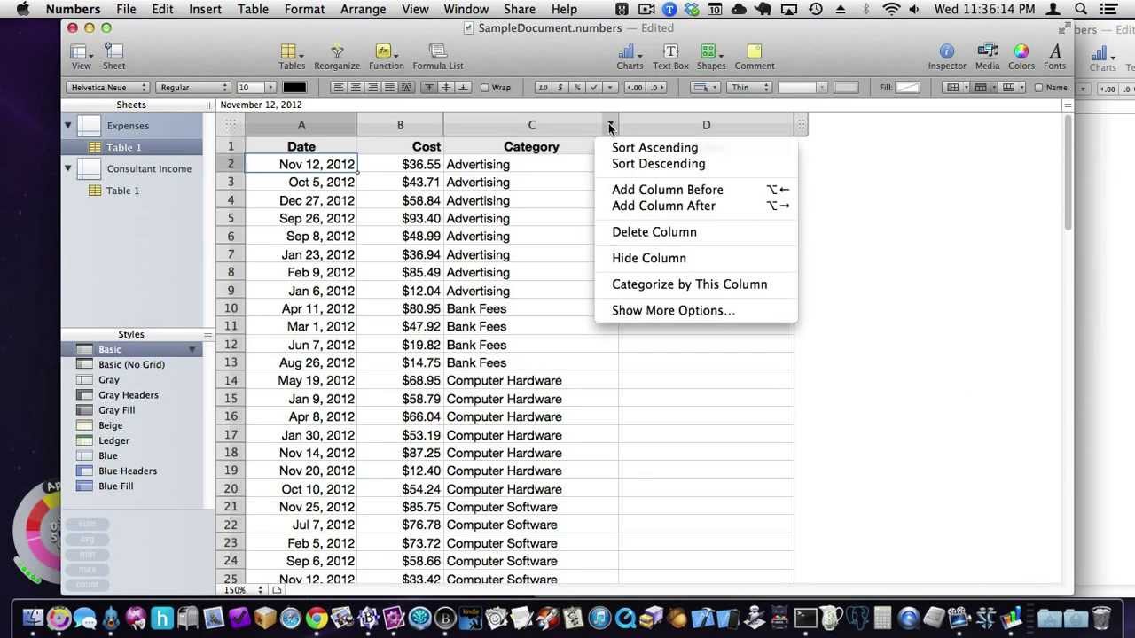 Apple's Numbers Some spreadsheet basics, simple expense sheet. YouTube