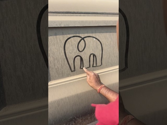 Elephant drawing easy trick 😳 #art #shorts #elephant
