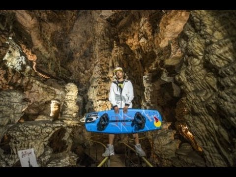 Duncan Zuur wakeboards through a grotto 