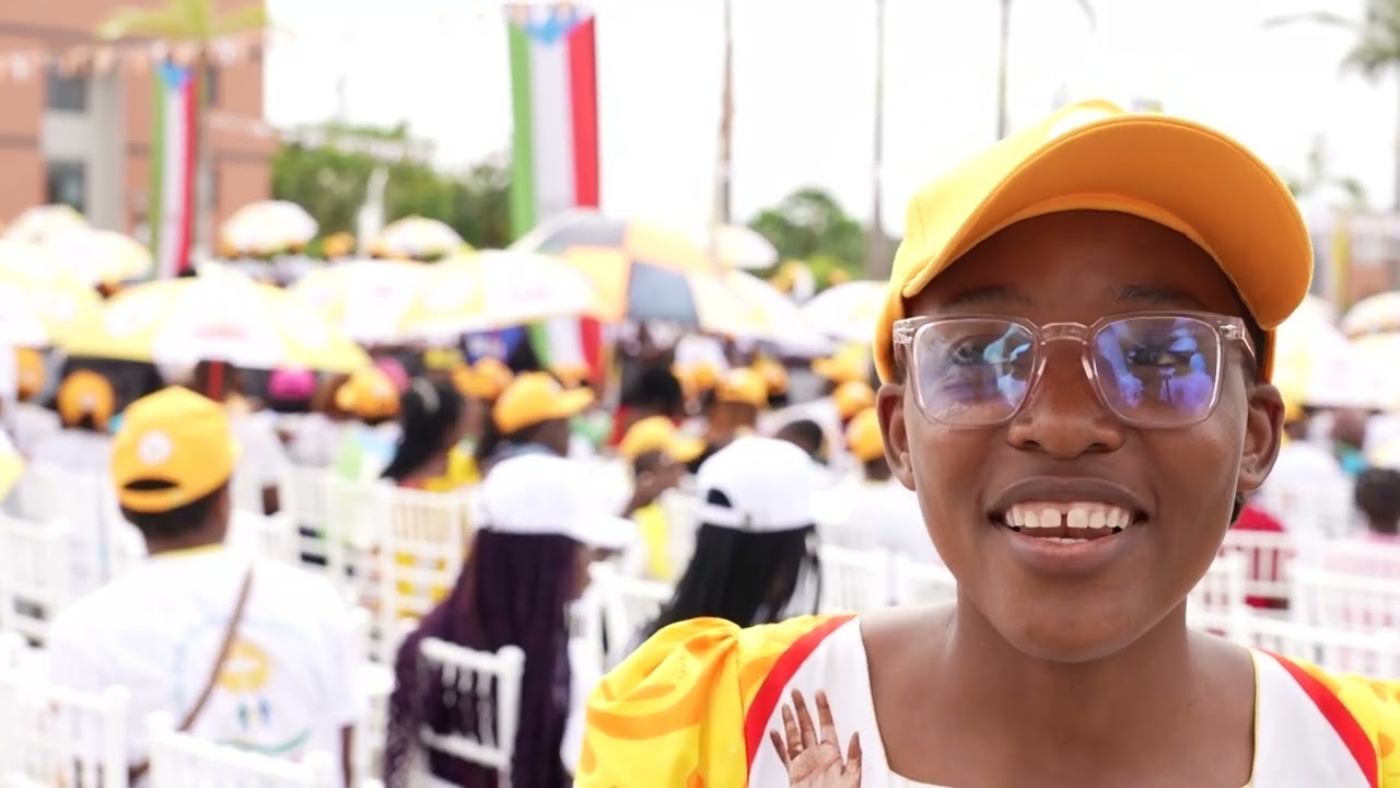 Students celebrate as Pope Leo visits Equatorial Guinea