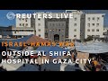 GRAPHIC WARNING - LIVE: View outside hospital entrance in Gaza City