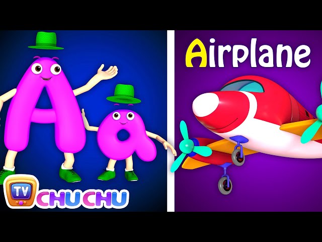 NEW 3D Phonics Song with TWO Words - A For Airplane - ABC Alphabet Songs with Sounds for Children