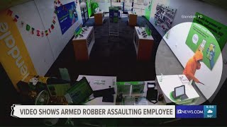 Video captures robber armed with knife assaulting employee of Glendale store