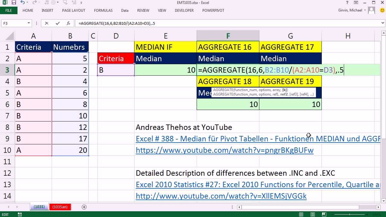 Excel Magic Trick 1035 Calculate Median With 1 Condition With 0314