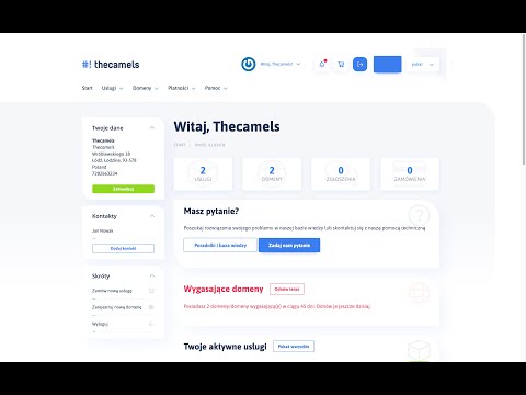 Poradnik jak używać Panelu Klienta Thecamels: https://panel.thecamels.org/