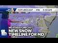 Dalencias new snow timeline for Maryland