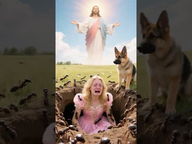 A woman was attacked by a group of ants, and the puppy Jesus saved her#cute #jesus #shorts #ai