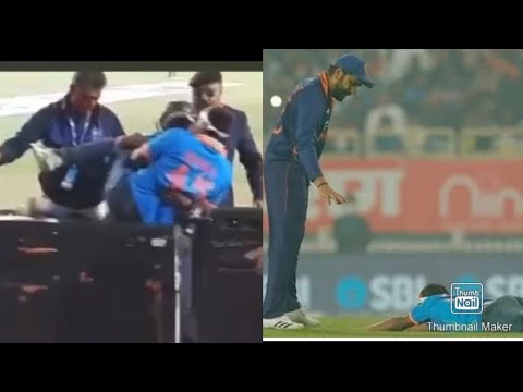 Viral video: Breaching security, a fan enters the ground to touch Rohit Sharma's feet