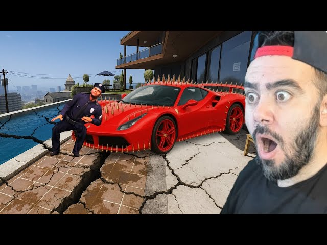 DIKENLI ARABA FRANKLININ EVINI YIKIYOR POLIS GELDI - GTA 5 MODS