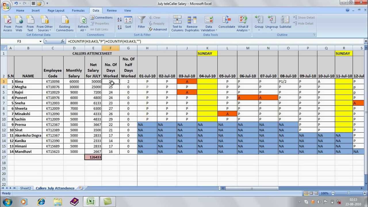 Officegyan.com Attendence Sheet in Excel.avi - YouTube