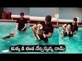 Ram Pothineni plays with dog in swimming pool