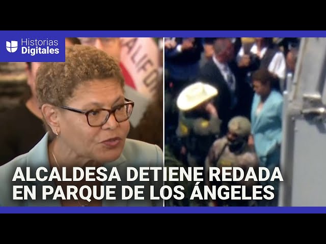Alcaldesa de Los Ángeles detiene operativo de agentes armados en parque público: “Es indignante”