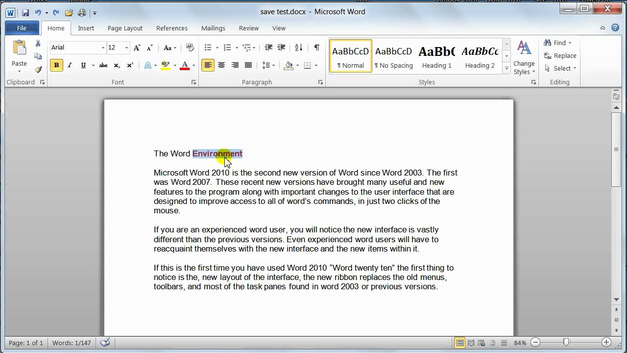 Microsoft Word 2010 basic editing - Tutorial 8 - YouTube
