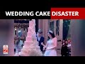 Bride, Groom shocked as hotel staff drops wedding cake mistakenly, video goes viral