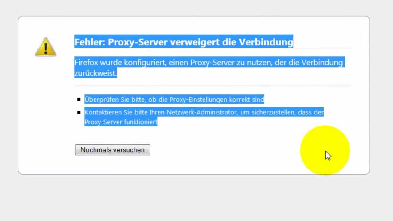 Firefox Proxy Server Verweigert Die Verbindung