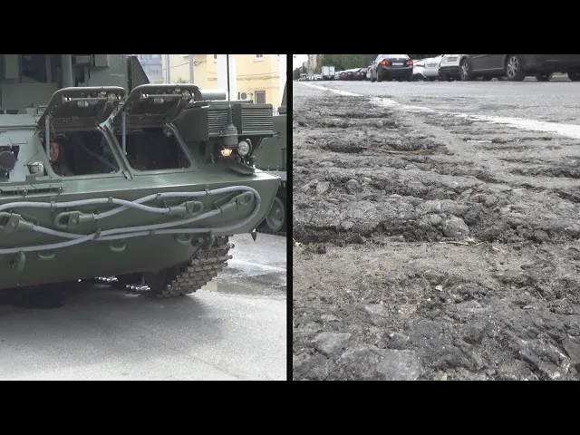 Танки разбили улицы Волгограда во время парада
